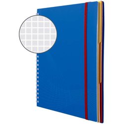 Kladde Kunststoffcover spiralgebund A4 kariert blau